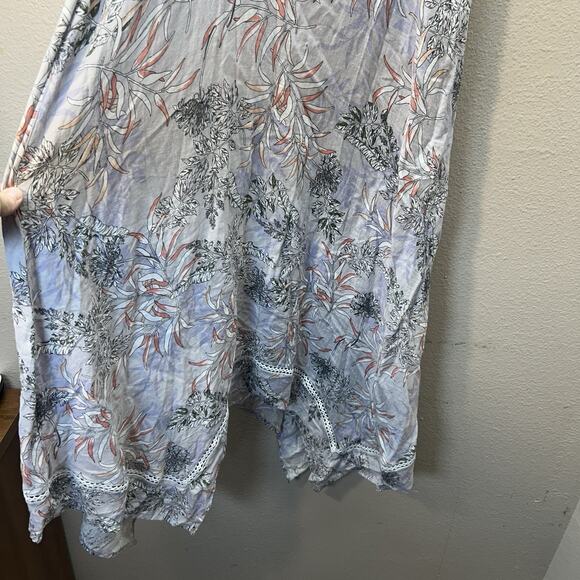 Cynthia Rowley Floral Midi Dress SZ S Handkerchief Hem Linen Blend Sundress - Picture 9 of 9